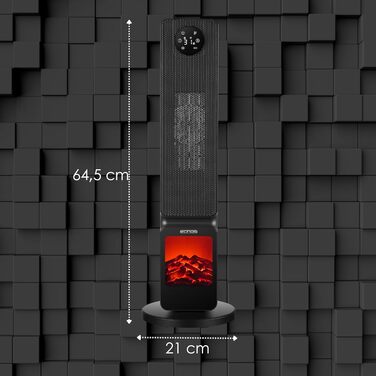 Electric Heater with Fireplace Illusion, Energy-Saving, Oscillating, Overheat Protection, 2000 Watts, 2 Levels, Controllable via Smartphone with Tuya App, Heater, Quiet Mobile Heater, Electric Heater, Mini Heater
