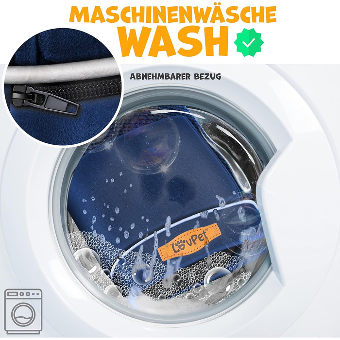 Ортопедичне ліжко для собак з подушкою та мискою, 3 іграшки, лежанка для собак маленьких, середніх та великих порід, знімний та пральний чохол, 106x80x22 см, Navyblau L (106 x 80 x 25 см) Navyblau