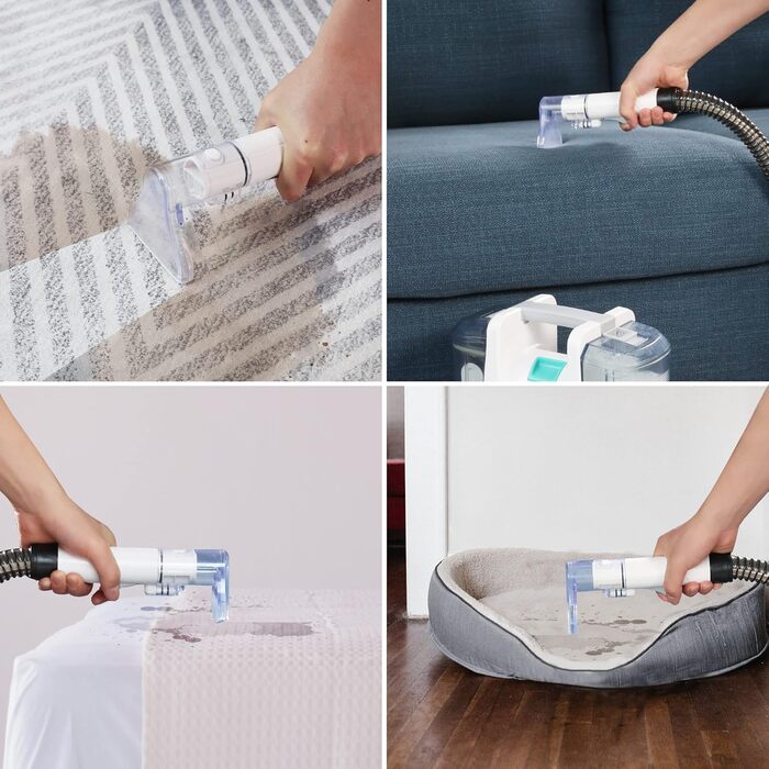 Портативний пилосос для миття килимів та диванів HAUSHOF, StainZapper, 400W, білий/сірий