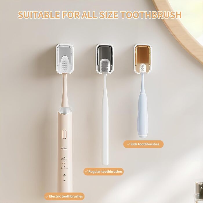 Настінний тримач для зубних щіток, для ванної кімнати, міцний самоклеючий органайзер, 2 шт сірого кольору, 2 шт прозорі