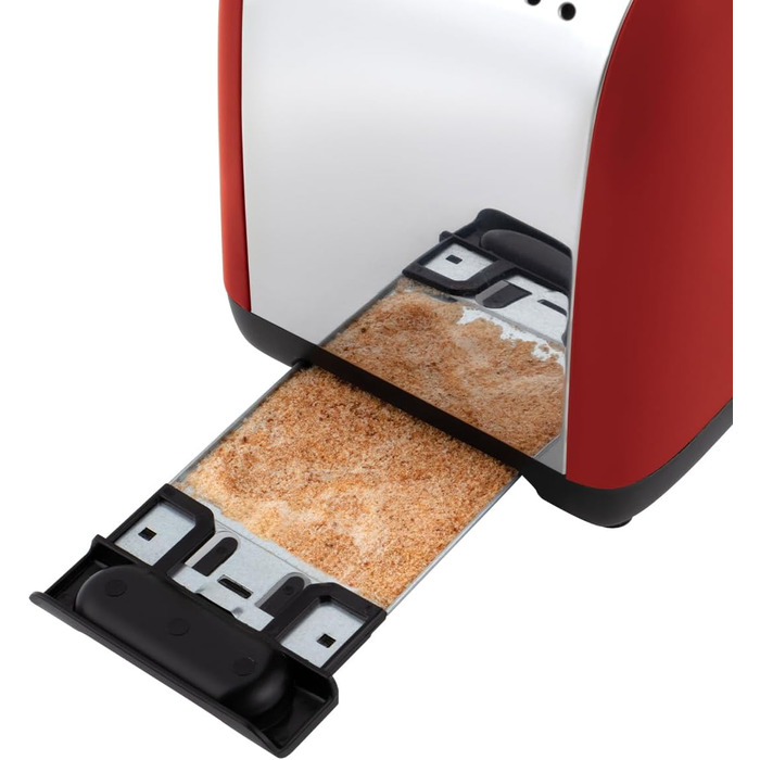 Russell Hobbs Toaster [for 2 slices] Colours Plus Stainless Steel Red (extra wide slots, includes bagel attachment, 6 browning levels + defrost function, Lift & Look function, 1600W) 26554-56 Toaster Compact NEW