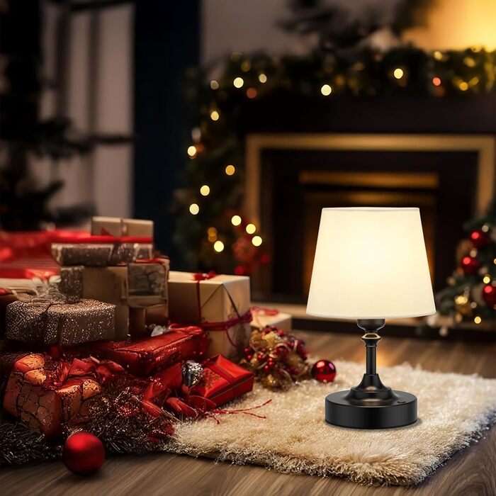 LED настільна лампа бездротова з торшером з льону, сенсорне керування, регулювання яскравості, білий колір, USB-C, для спальні, вітальні, кухні, декор (латунь), 40см, 24см