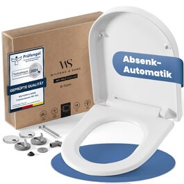 Преміум сидіння для унітаза Wilford & Sons D-подібне, біле, з мікроліфтом (плавне закриття), матеріал Duroplast, швидкознімне