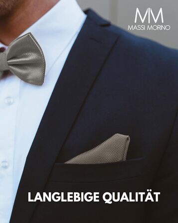 Комплект метелик Massi Morino з нагрудною хустинкою для чоловіків, сірий, регульований - ідеально для весілля та ділового стилю