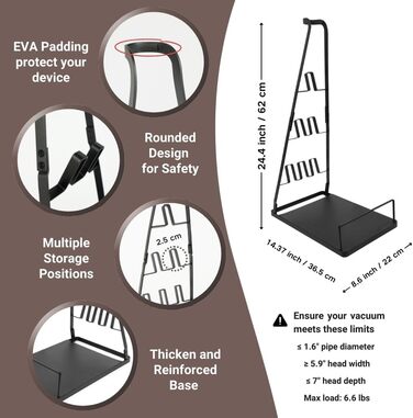 Підставка для пилососа без свердління, металева стійка для пилососа, сумісна з V6 V7 V8 V10 V15 та іншими моделями. Підходить для більшості вертикальних пилососів (чорний)