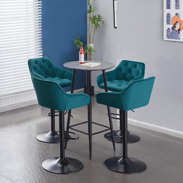 JaHECOME Adjustable Bar Stools Set - 4 Teal Backrest Counter Height Stools for Kitchen Bar