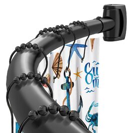 Вигнута штанга для душу, 107-190 см, регульована, чорна, кругла, для ванни, душової кабіни, з нержавіючої сталі, преміум-якість, потребує свердління