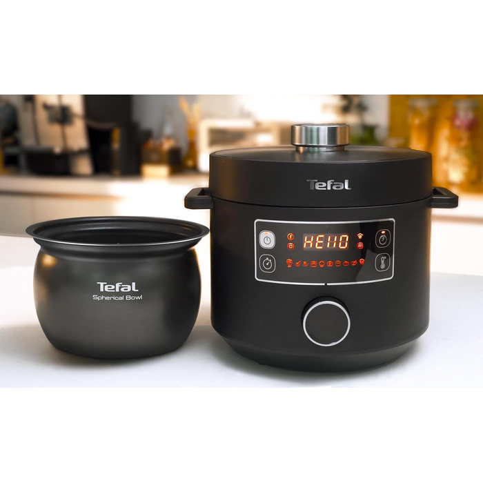 Мультиварка Tefal Turbo Cuisine 4.8л CY7548: швидка, 10 програм (приготування на пару, тушкування, смаження, су-від, рис), підтримання тепла, антипригарне покриття, чорна