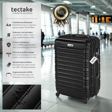 Набір валіз Tectake® 4 шт. з ABS-пластику, S-M-L-XL, з роликами, телескопічним ручками та замками, з ваговою та аксесуарами для валіз