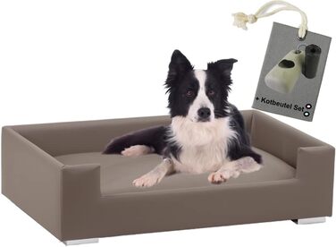 Софа для собак Candy | М'яке ліжко-диванчик для собак з бортиками | Ідеальне собаче ліжко для подорожей | Корзина-ліжко для маленьких собак (Taupe)
