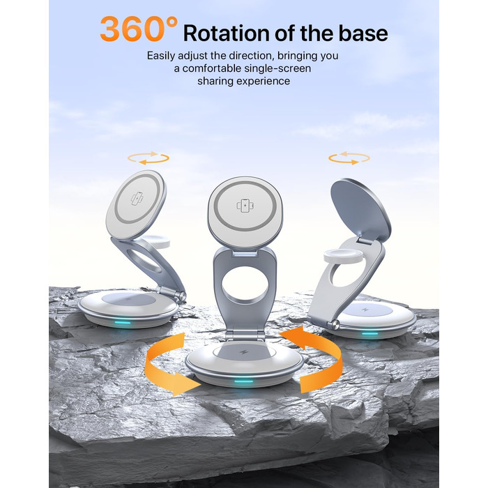 Сумка-органайзер для зарядки MagSafe: Складна зарядка для Apple, індукційна зарядка для iPhone 16/15/14/13/12, зарядка для Apple Watch та AirPods (з 30W адаптером), білий колір