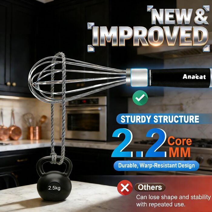 Набір міксерів для кухні Anaeat (3 шт.) з нержавіючої сталі - міксер-венчик для приготування, випікання, змішування та перемішування (3 розміри)