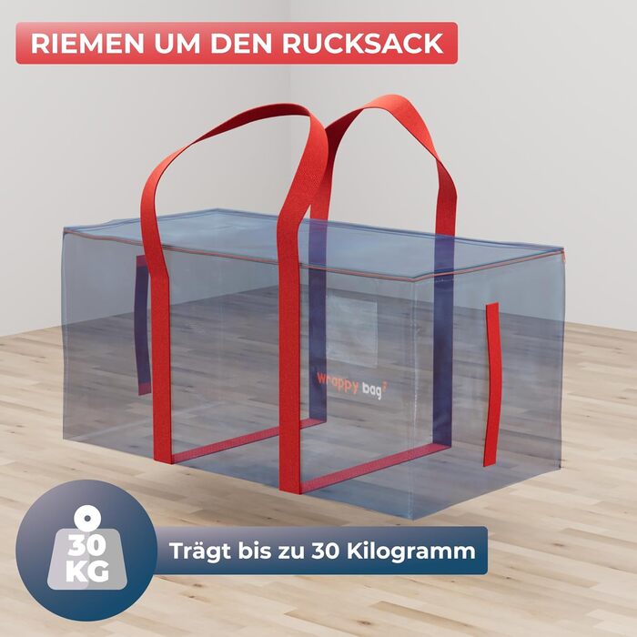 4-Pack Large Plastic Storage Bags – XXL Bags for Moving & Travel – Sturdy, thick & waterproof with reinforced handles – for clothing & bedding – 75 x 36 x 38 cm