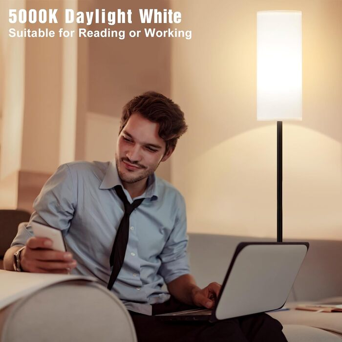 Стійка LED-лампа PreeOtti для вітальні, спальні, офісу з дистанційним керуванням, регулюванням яскравості та 4 колірними температурами, сірий абажур