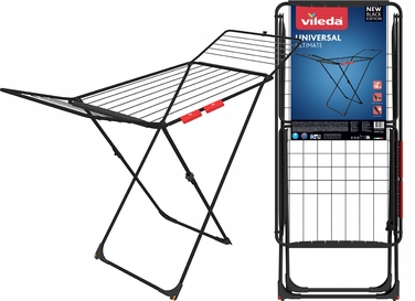 Сушарка для білизни Vileda Universal Ultimate, підлогова горизонтальна, чорна, 18 м