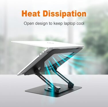 Підставка для ноутбука GRIFEMA GB1050, регульована по висоті, 360° обертання, ергономічна та з вентиляцією, сумісна з MacBook, Dell та ноутбуками 11-17 дюймів, чорна