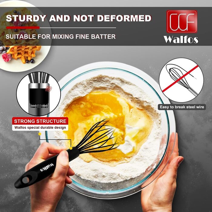 Міксер Walfos з силіконовими дрібницями, 21.5 см, чорний - для збивання, перемішування та збивання