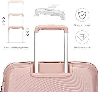 Набір валіз British Traveller: рожевий, з TSA-замком, 3 шт. (100% PP)