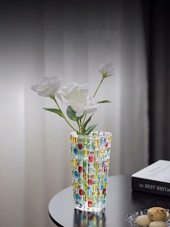 Ручна розписна кольорова тканинна скляна ваза, кришталева ваза для квітів, 19,5 см, скляна рослина для квіткових композицій, для декору столу, весілля, новосілля, декор для дому