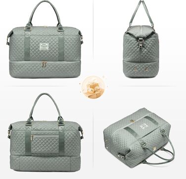 Спортивна дорожня сумка LOVEVOOK для жінок, велика, на вихідні, Travel Duffle Bag з культуробегу та відділенням для взуття, водонепроникна, для подорожей, спортзалу, кемпінгу, пологів (M-2шт, сірий, зелений)