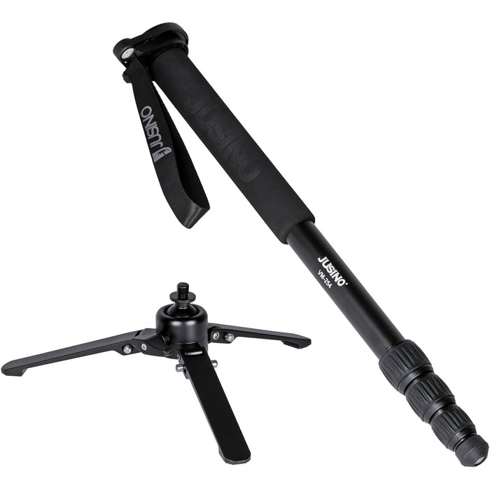 Монопод JUSINO з алюмінію з від'ємним кріпленням/міні-штатив до 153 см, вантажопідйомність 6 кг, VM-254