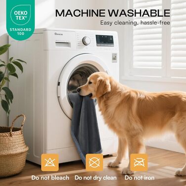 Водонепроникний плед для собак Luciphia, плед для собак і котів великого розміру, прання, водонепроникний, пухнастий, флісовий Sherpa, для дивана, ліжка, софи, світло-сірий M (102 * 145 см)