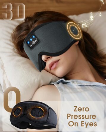 Маска для сну Musicozy з навушниками | Bluetooth 5.4, блокування світла, для подорожей, преміум-якість | Подарунок для чоловіків та жінок (Сірий)