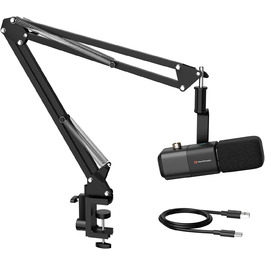 Динамічний мікрофон NearStream USB/XLR для PC Gaming, Streaming, Podcast. З регулюванням гучності, LED кнопкою Mute та кріпленням. Сумісний з MAC, PS4, PS5, Mixer (AM10X)