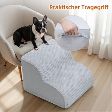 Сходинки для собак KSIIA, 3 ступені, 40 см, сірий колір. Ідеально для маленьких собак та котів. Зручні для доступу до ліжка, дивану, софи та автомобіля. Розміри: 40x57x40 см. Легко миються.