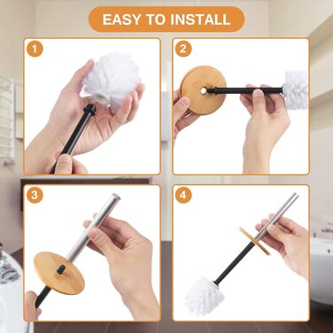 Набір для чищення унітазу WC Bürste: 3 насадки, бамбуковий контейнер, пластикова щітка для ванної кімнати