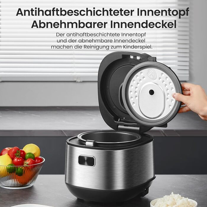 Рисоварка Midea 2л, 9 програм, антипригарна, пароварка, таймер, швидке приготування, для 1-3 осіб