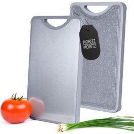 Двостороння обробна дошка Moritz & Moritz з нержавіючої сталі та пластику - антиковзаюча з жолобком для соку та поверхнею для натирання - гігієнічна та придатна для миття в посудомийній машині