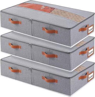 Підліжкові комоди Yawinhe (2 шт.), коробки для зберігання під ліжком, фліс, складні сумки для зберігання з прозорою кришкою та ручками, для спальні, 80x40x15 см