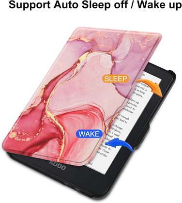 Чохол-книга HGWALP Slim Shell для Tolino Shine 5/Shine Color/Shine 4, Kobo Clara Colour/Clara BW/Clara 2E, Marble Pink