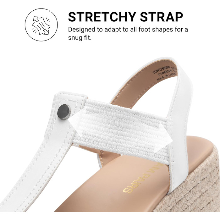 Босоніжки жіночі DREAM PAIRS на танкетці еспадрильї, білі, 39 EU - зручні сандалі для літа та пляжу з підтримкою стопи