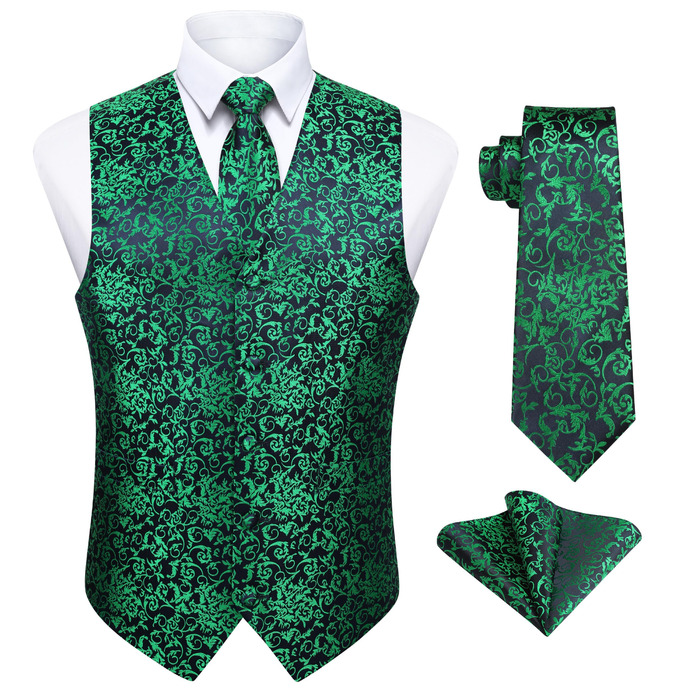 Костюмний жилет чоловічий Enlision для весілля з патерном пейслі, жилет та краватка, нагрудна хустинка, квітковий жакард, костюмний жилет, розмір XXL