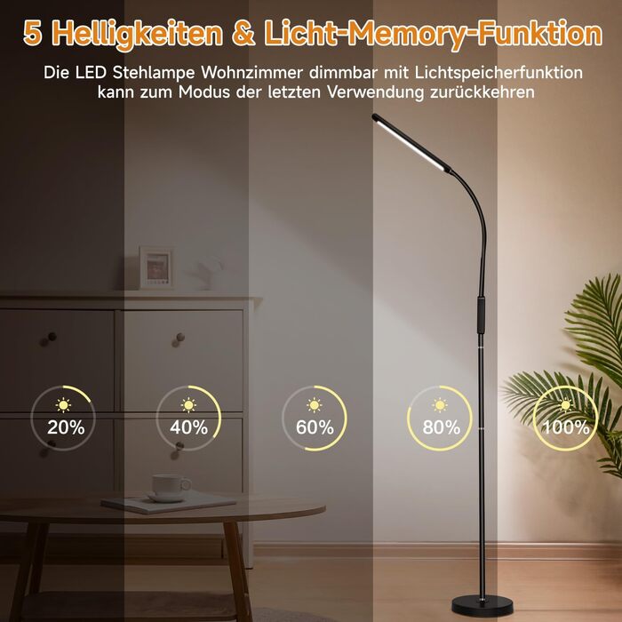 LED лампа настільна для роботи та навчання, 15 режимів, денне світло, 1000LM, регулювання яскравості, багато кольорів