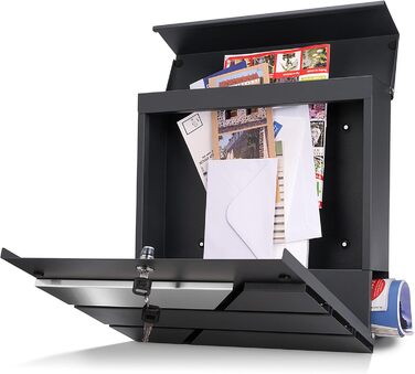 Поштова скринька Verda Anthrazit з газетницею, порошкове покриття AkzoNobel, 2 ключі, табличка з іменем, дизайнерська настінна поштова скринька з нержавіючої сталі