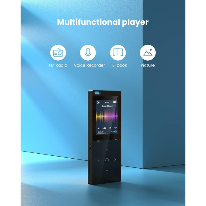 MP3 плеєр DODOSOUL 64GB з Bluetooth, FM-радіо, диктофоном та підтримкою E-Book та фотоальбомів