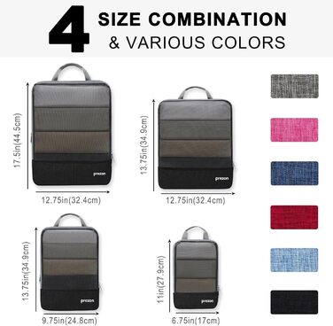 Набір компресійних органайзерів для подорожей (4 шт, чорний)