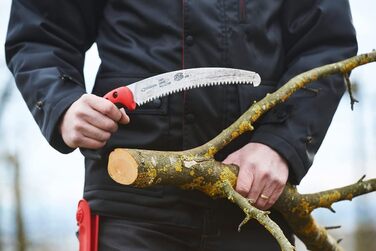 Професійна садова пилка FELCO 640 з вигнутим лезом 27 см, ергономічна ручка, для правої та лівої руки, у комплекті чохол, для обрізки дерев та гілок Ø до 100 мм, довжина 44 см
