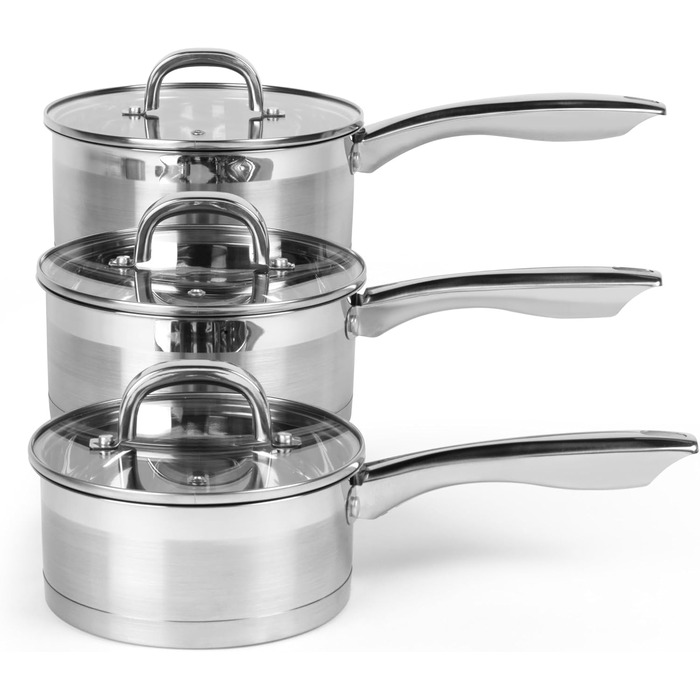 Набір каструль Salter Timeless 3-рівневий паровар з нержавіючої сталі, 18 см, з ручками та скляною кришкою, антипригарне покриття, пароварка для овочів, сумісний з індукційними плитами (3 шт.)
