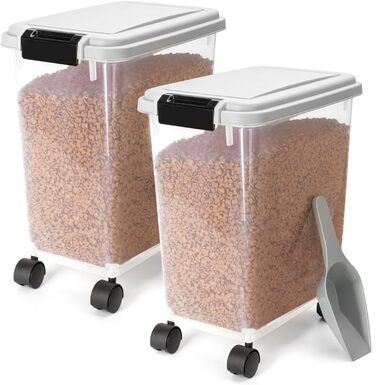 Контейнери для корму Nobleza (2 шт.), 20 л, з колесами, для собак та котів, сірі