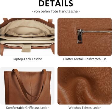 Сумка жіноча шкіряна befen Shopper, велика, для ноутбука 14