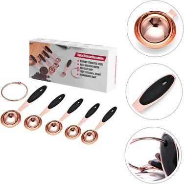 2-piece measuring spoons in rose gold measuring cup, kitchen baking utensils, stainless steel, stainless steel spoons, cocktail spoons, baking molds, stainless steel kitchen accessories, rose gold, stainless steel.