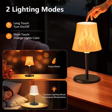 Настільна лампа LED акумуляторна бездротова 2 шт, димується, RGB, сенсорна, водонепроникна IP54 для спальні, вітальні, балкону