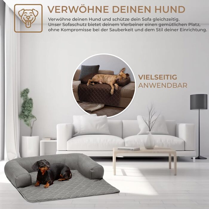 Захист для дивана Lous Sofaschutz Hund: м'яка килимок-підстилка для собак, антиковзаюча, розмір L (90x90x13 см), антрацит