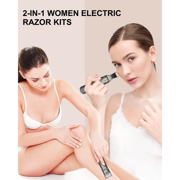 Електричний жіночий тример 2 в 1 Intimrasierer для бікіні та під пазухи, з керамічними лезами, водонепроникний (сірий, золотий)