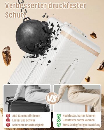 Чемодан Joyway ABS, ручна поклажа, 56 см, білий. З TSA замком, відкидним внутрішнім відділенням та подвійними колесами.