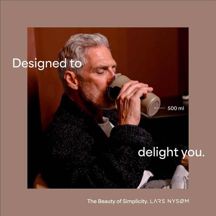 Термокружка для кави та чаю LARS NYSØM | 380 мл, з Tritan кришкою та петлею | Зі сталі, з ізоляцією, витокозахисна, Taupe Brown